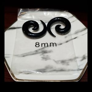 SALE 2/$10 Black Acrylic Spiral plugs earring
